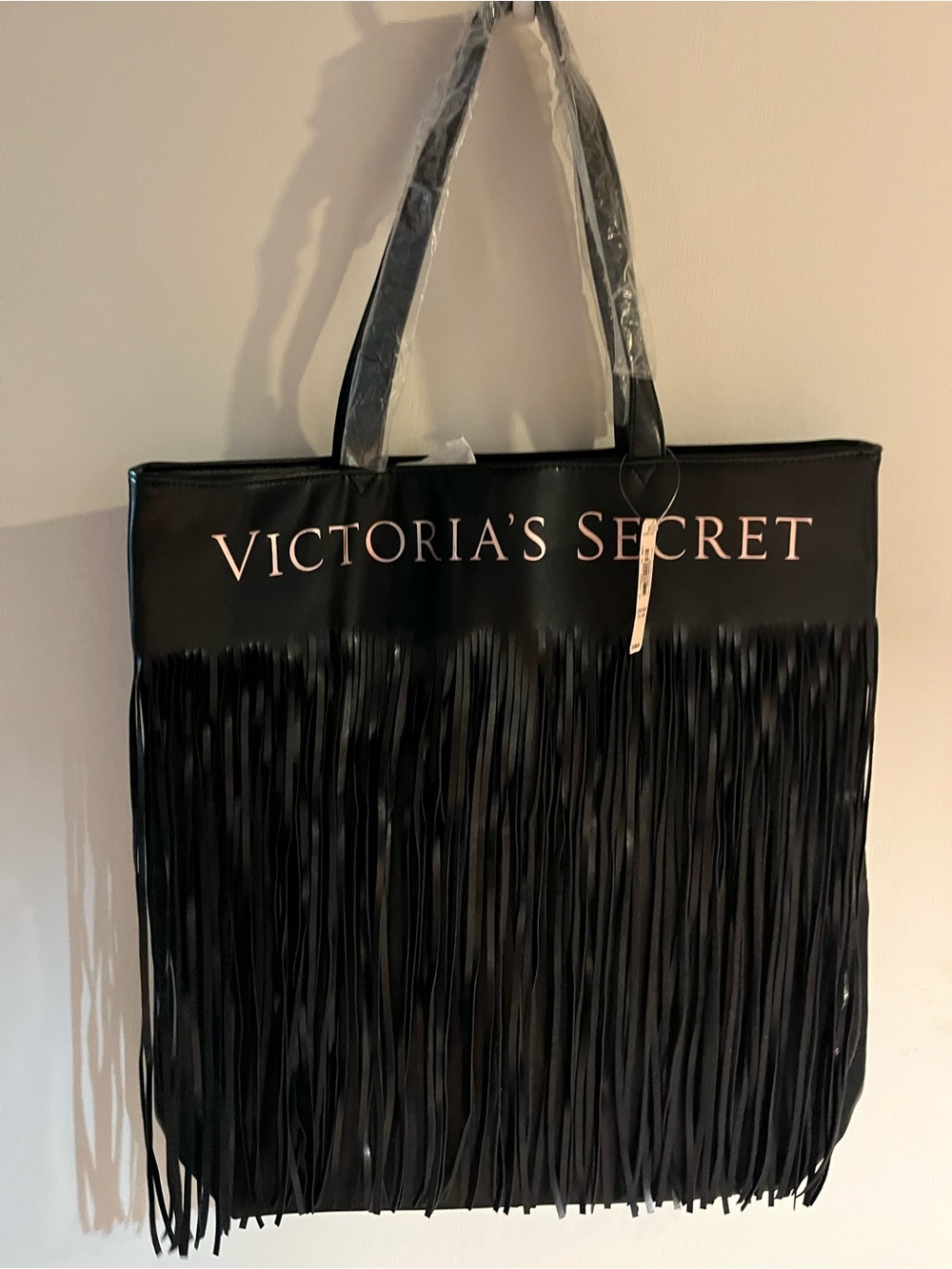 Victoria's Secret Black Fringe Logo Tote